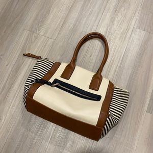 Navy striped handbag